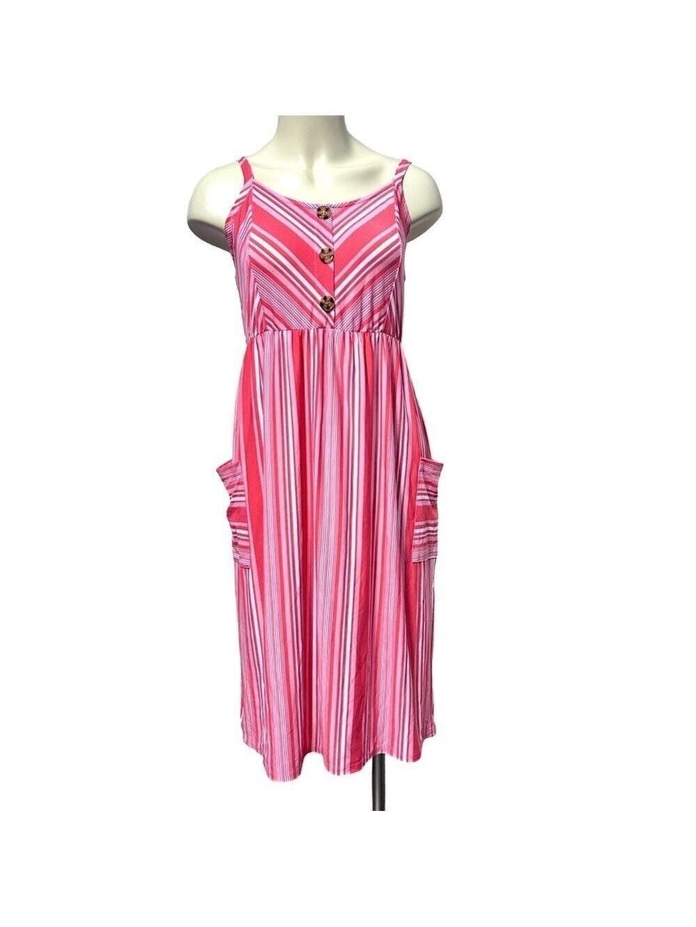 Bobbie Brooks Dress, Pink & White Striped, Size M